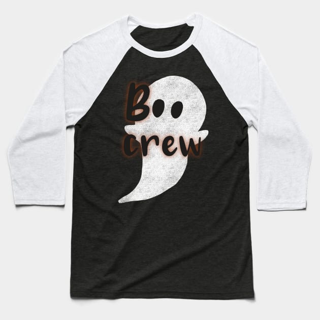 Boo Crew Cute Halloween Ghost Baseball T-Shirt by FreckledBliss